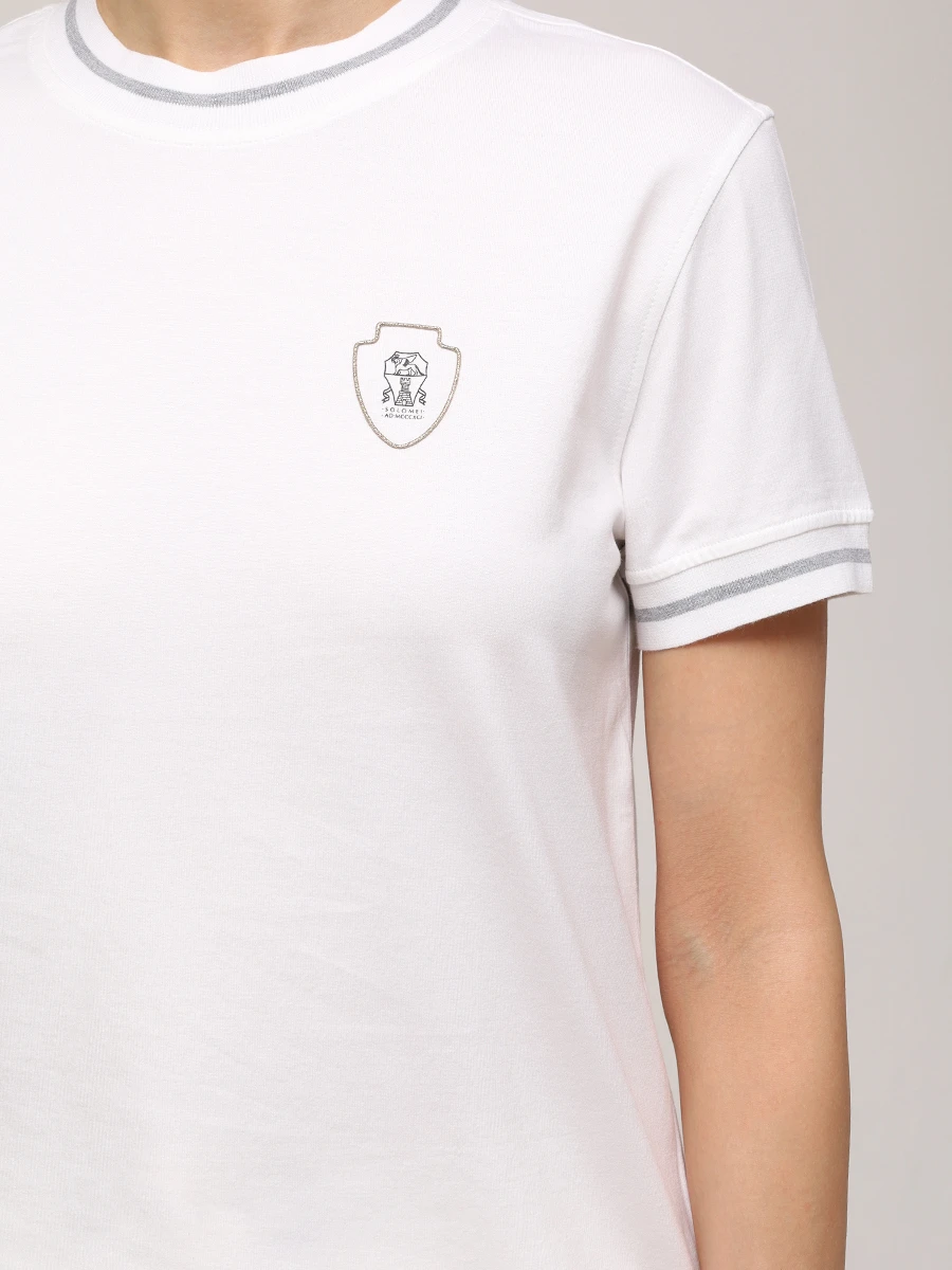 Футболка хлопковая BRUNELLO CUCINELLI M0T81VD110 C6159 Белый  Фото 4
