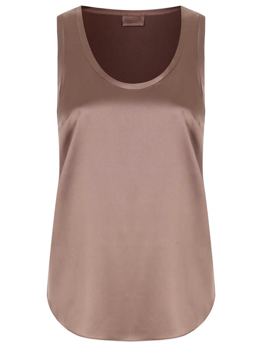 Топ шелковый BRUNELLO CUCINELLI M0C59E0600 C2925 Коричневый 