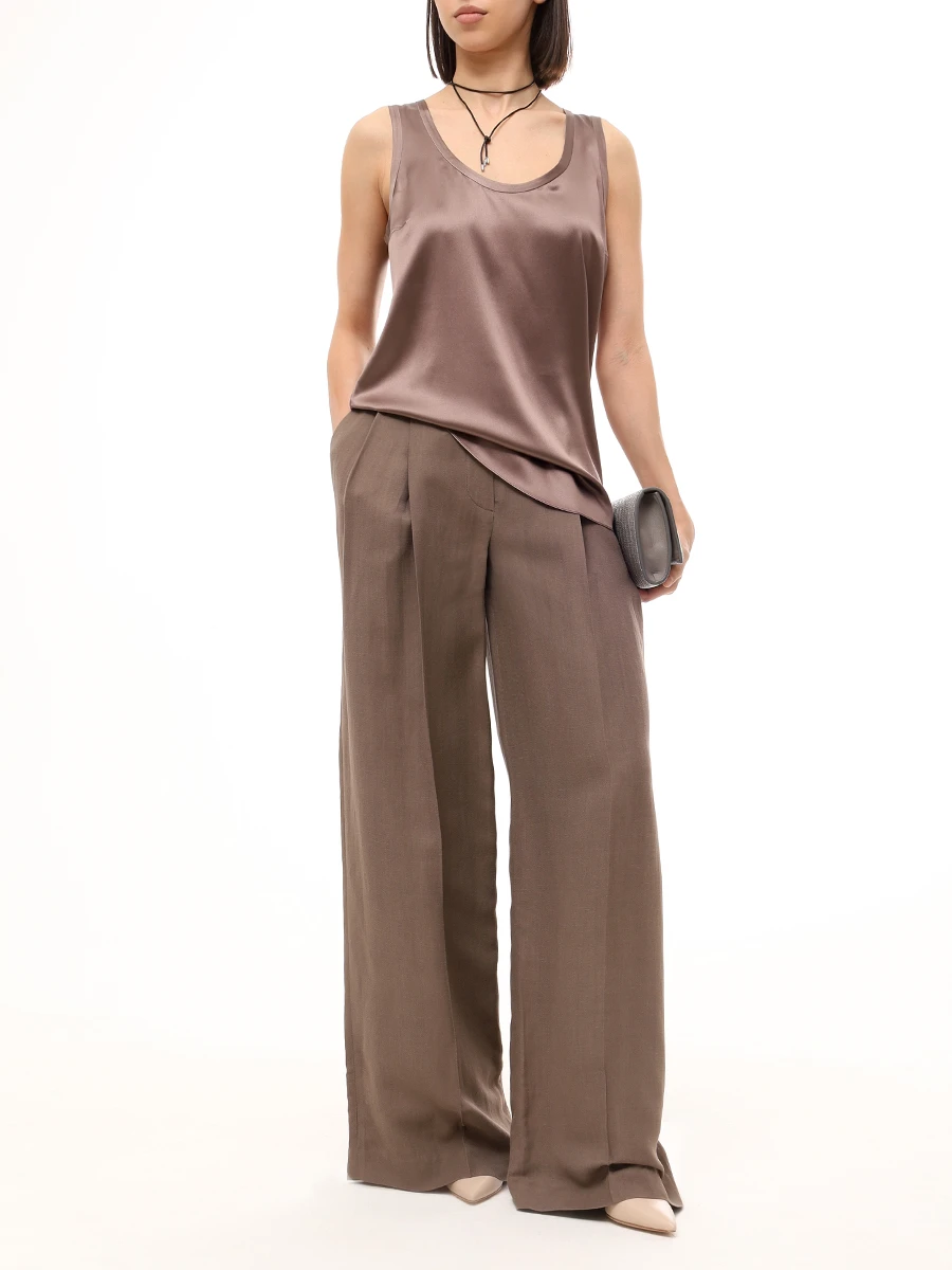 Топ шелковый BRUNELLO CUCINELLI M0C59E0600 C2925 Коричневый  Фото 2