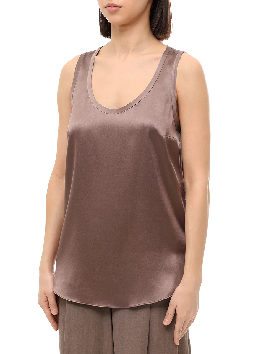 Топ шелковый BRUNELLO CUCINELLI M0C59E0600 C2925 Коричневый  Фото 4