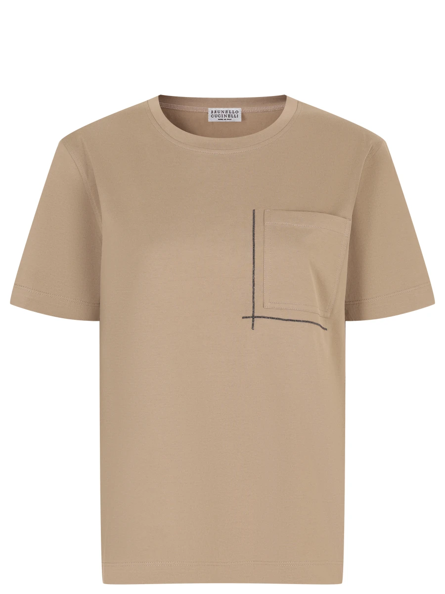 Футболка хлопковая BRUNELLO CUCINELLI M0T81HA800 C9447 Коричневый 