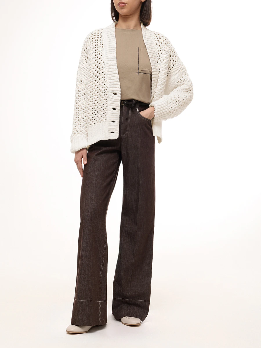 Футболка хлопковая BRUNELLO CUCINELLI M0T81HA800 C9447 Коричневый  Фото 2