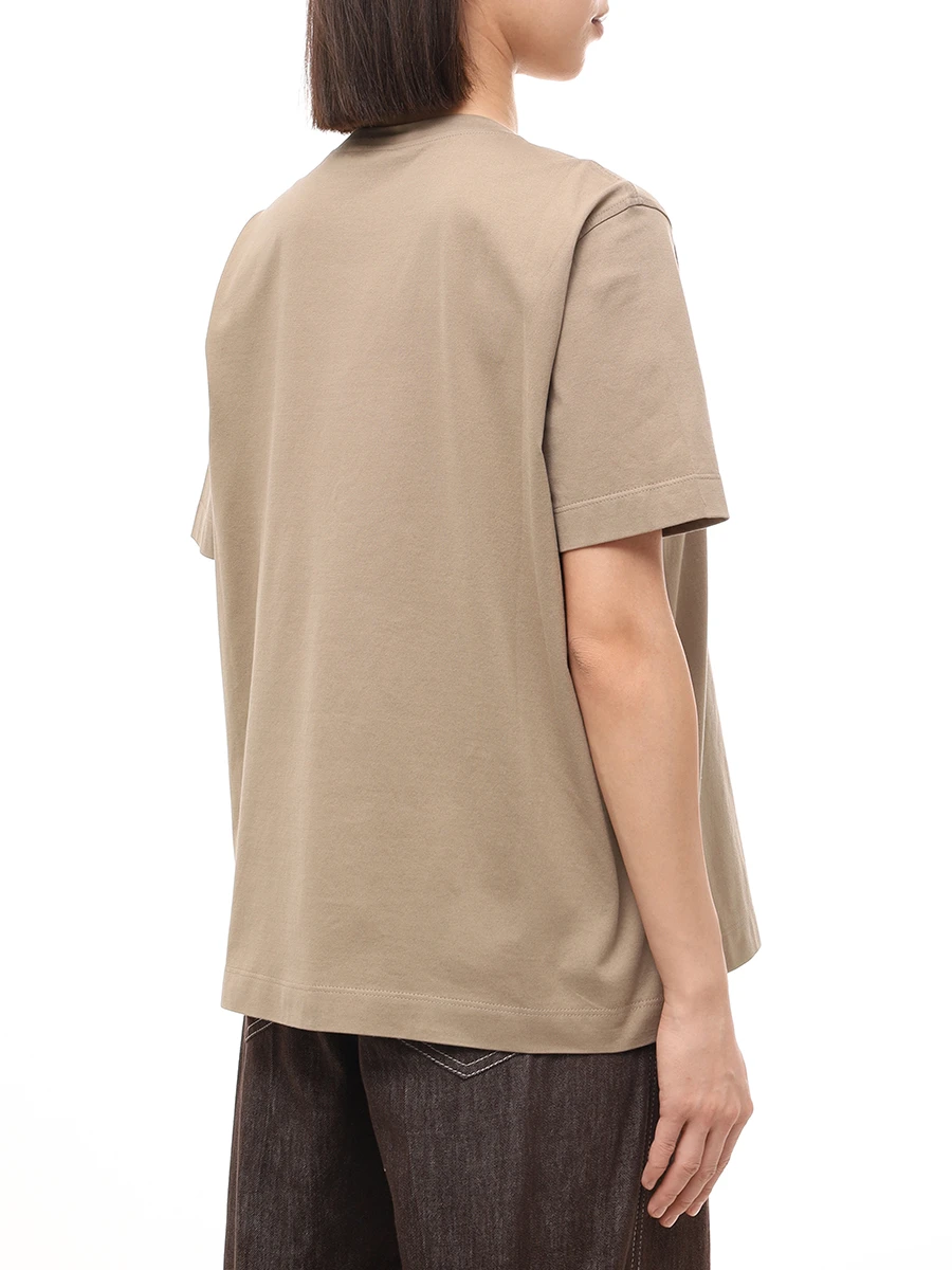 Футболка хлопковая BRUNELLO CUCINELLI M0T81HA800 C9447 Коричневый  Фото 3