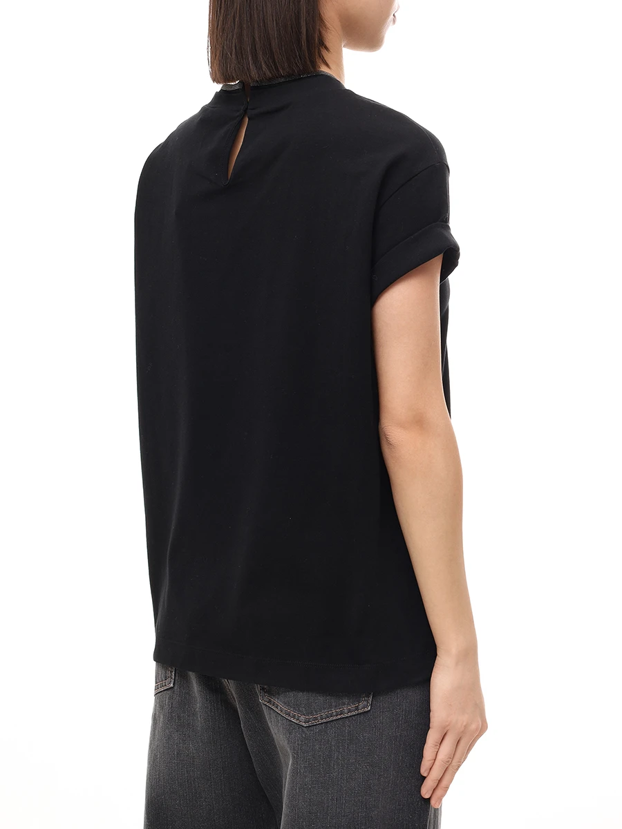 Футболка хлопковая BRUNELLO CUCINELLI M0T18BD200 C101 Черный  Фото 3
