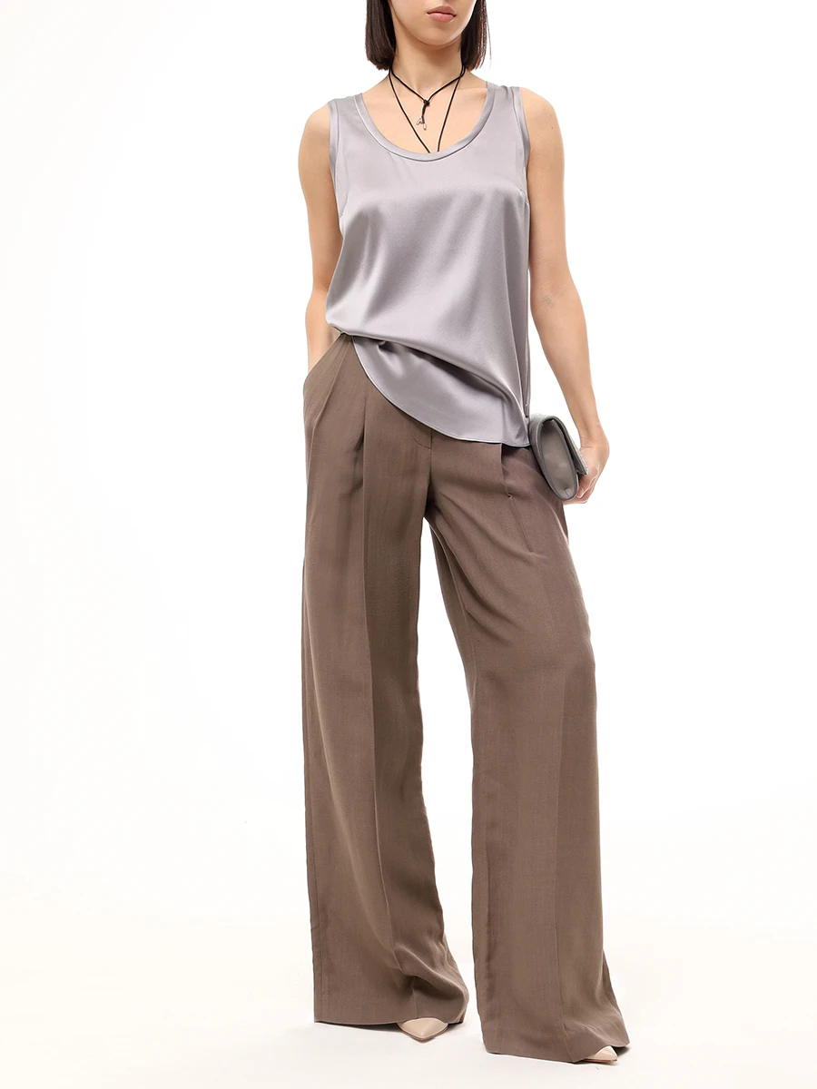 Топ шелковый BRUNELLO CUCINELLI M0C59E0600 C078 Бежевый  Фото 2