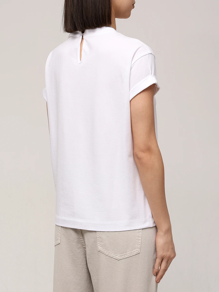 Футболка хлопковая BRUNELLO CUCINELLI M0T18BD200 C159 Белый  Фото 3