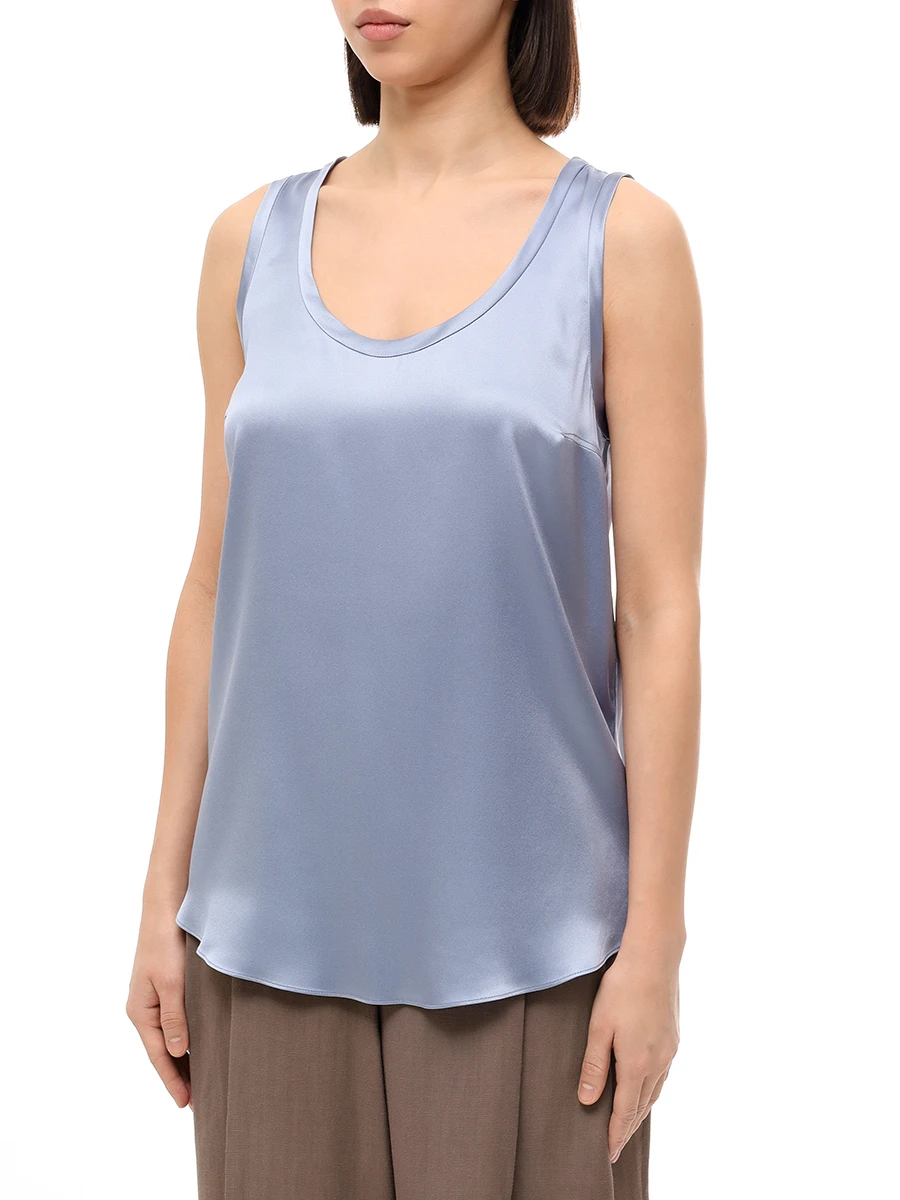 Топ шелковый BRUNELLO CUCINELLI M0C59E0600 C2873 Голубой  Фото 4