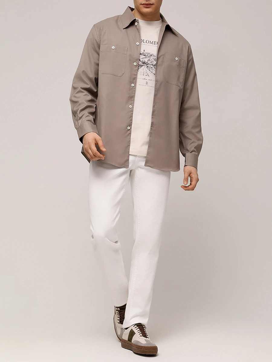Джинсы Regular Fit хлопковые BRUNELLO CUCINELLI M277PD3210 C7210 Белый  Фото 2
