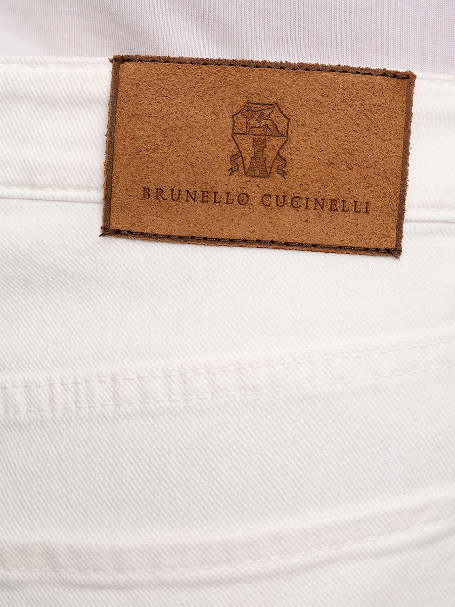 Джинсы Regular Fit хлопковые BRUNELLO CUCINELLI M277PD3210 C7210 Белый  Фото 6