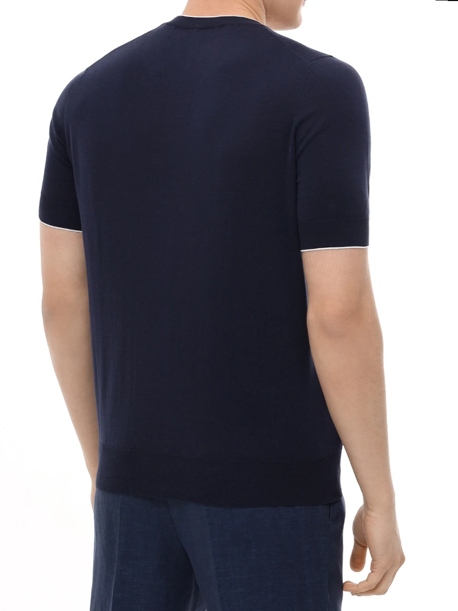 Футболка хлопковая BRUNELLO CUCINELLI M29805200 CWG16 Синий  Фото 3