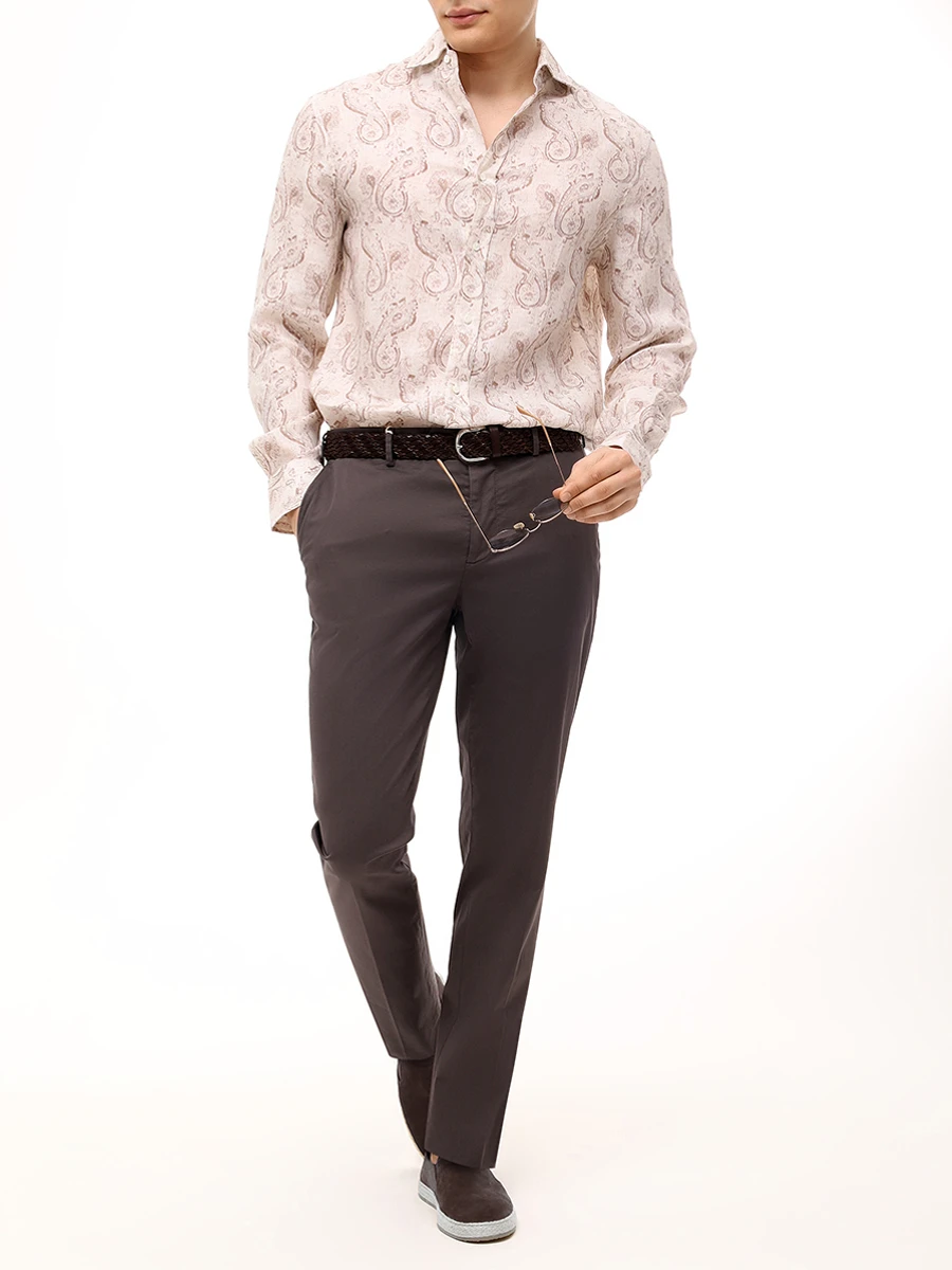 Рубашка Easy Fit льняная BRUNELLO CUCINELLI MM6880627 C001 Белый  Фото 2