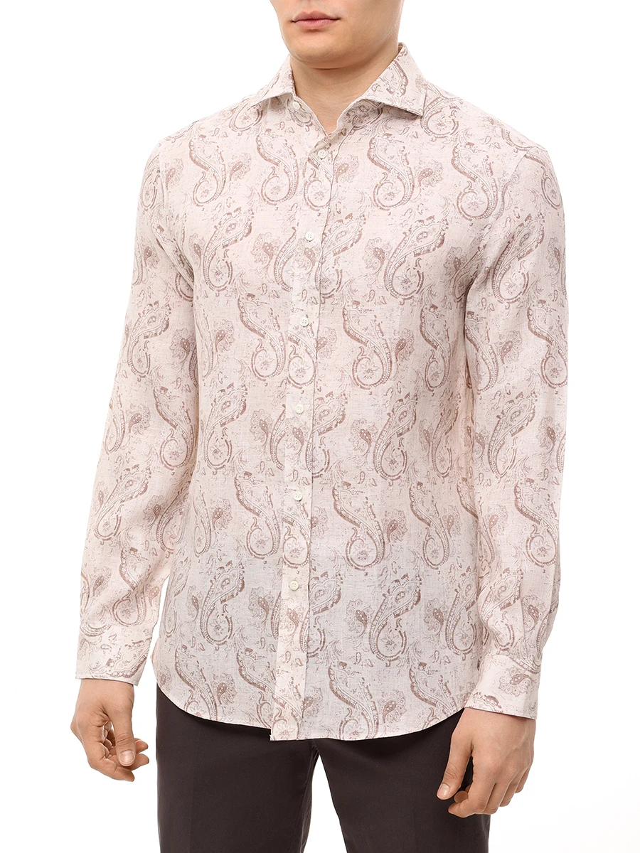 Рубашка Easy Fit льняная BRUNELLO CUCINELLI MM6880627 C001 Белый  Фото 4