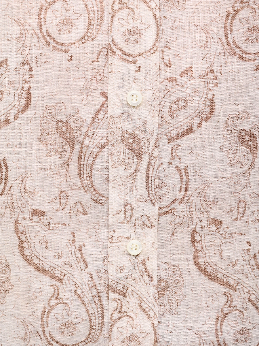 Рубашка Easy Fit льняная BRUNELLO CUCINELLI MM6880627 C001 Белый  Фото 6