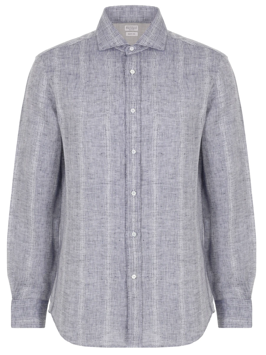 Рубашка Easy Fit льняная BRUNELLO CUCINELLI MM6820627 C551 Серый 