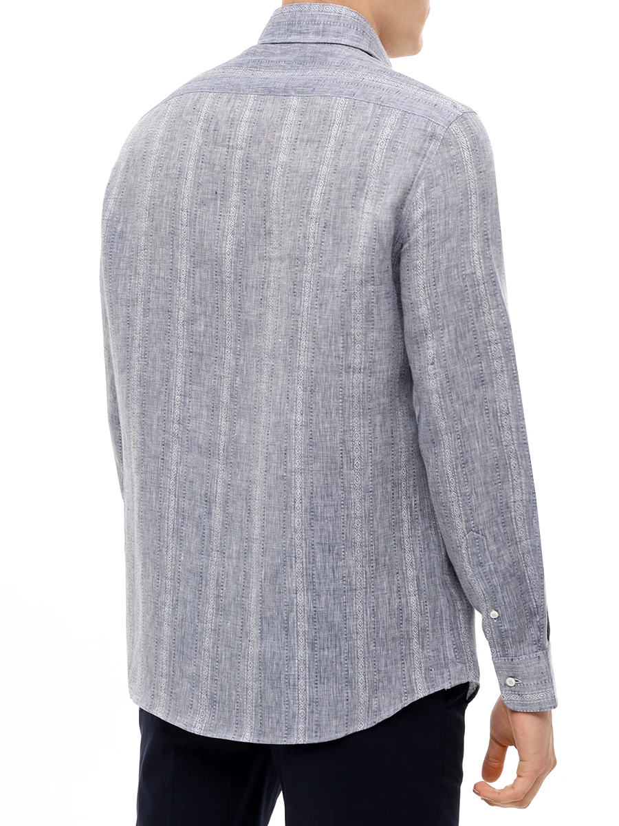 Рубашка Easy Fit льняная BRUNELLO CUCINELLI MM6820627 C551 Серый  Фото 3