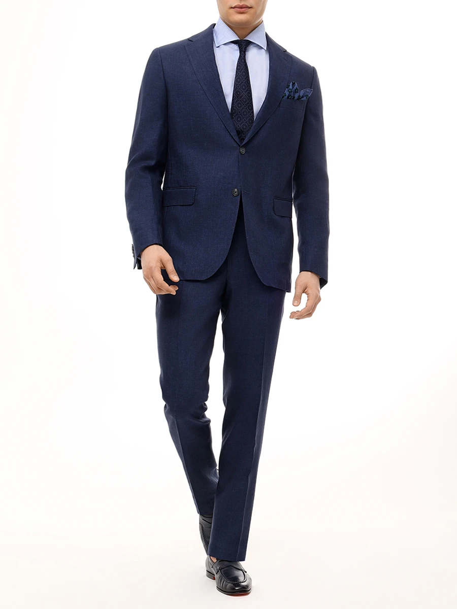 Рубашка Slim Fit из льна и хлопка BRUNELLO CUCINELLI MR6251718 C013 Голубой  Фото 2