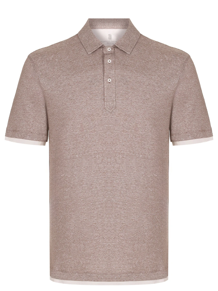 Поло из хлопка и льна BRUNELLO CUCINELLI MW8353966 CLT47 Бежевый 
