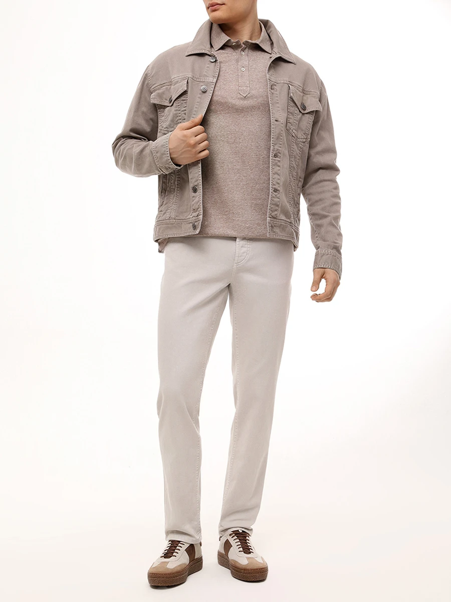 Поло из хлопка и льна BRUNELLO CUCINELLI MW8353966 CLT47 Бежевый  Фото 2