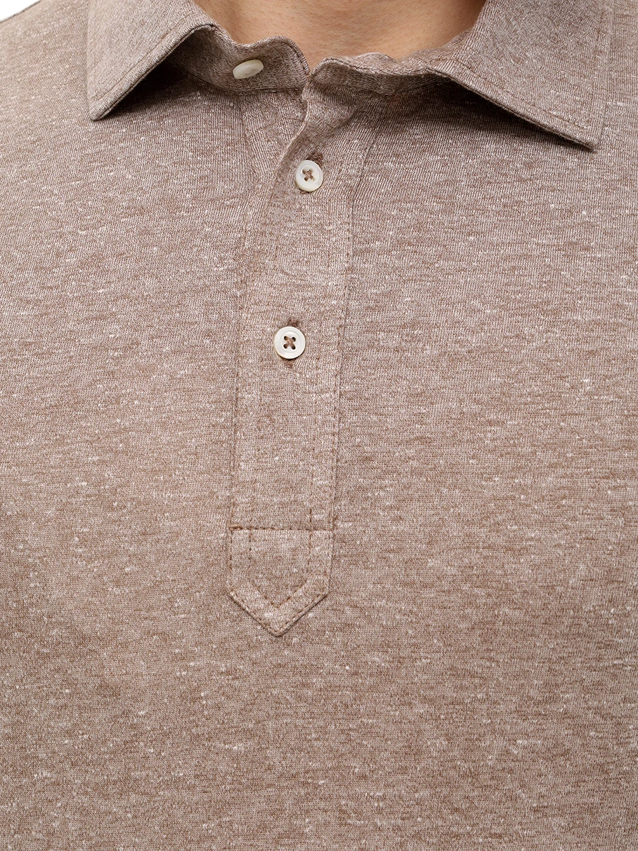 Поло из хлопка и льна BRUNELLO CUCINELLI MW8353966 CLT47 Бежевый  Фото 5