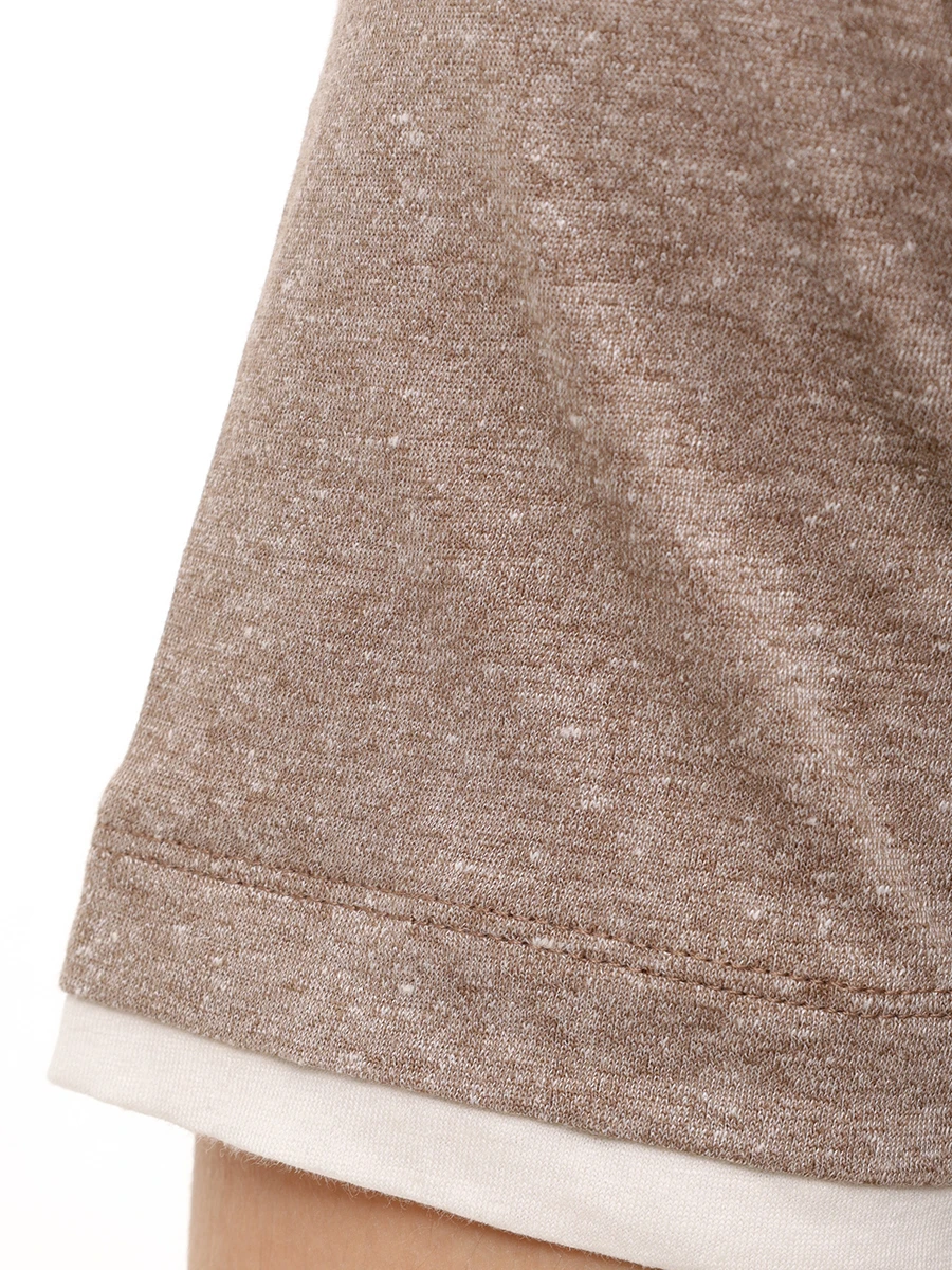 Поло из хлопка и льна BRUNELLO CUCINELLI MW8353966 CLT47 Бежевый  Фото 6