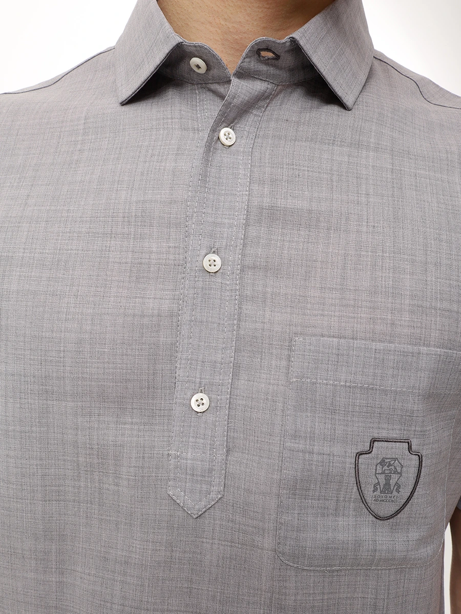 Поло шерстяное BRUNELLO CUCINELLI MM6701301F CPY01 Серый  Фото 5