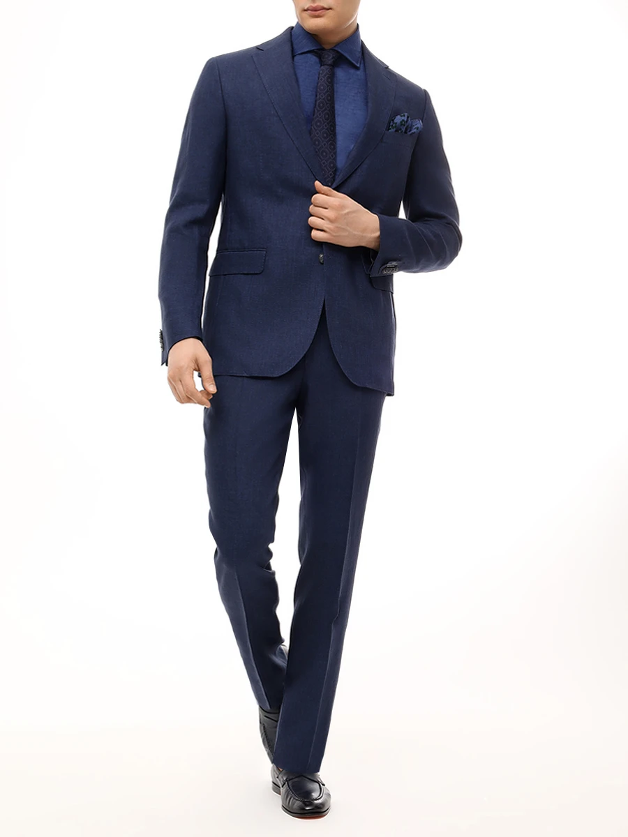 Рубашка Easy Fit из льна и хлопка BRUNELLO CUCINELLI MR6250627 C171 Синий  Фото 2