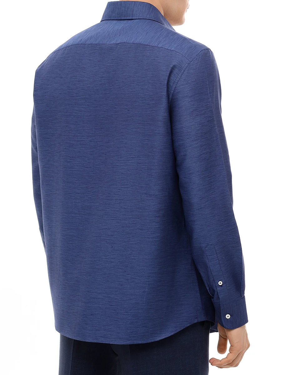 Рубашка Easy Fit из льна и хлопка BRUNELLO CUCINELLI MR6250627 C171 Синий  Фото 3