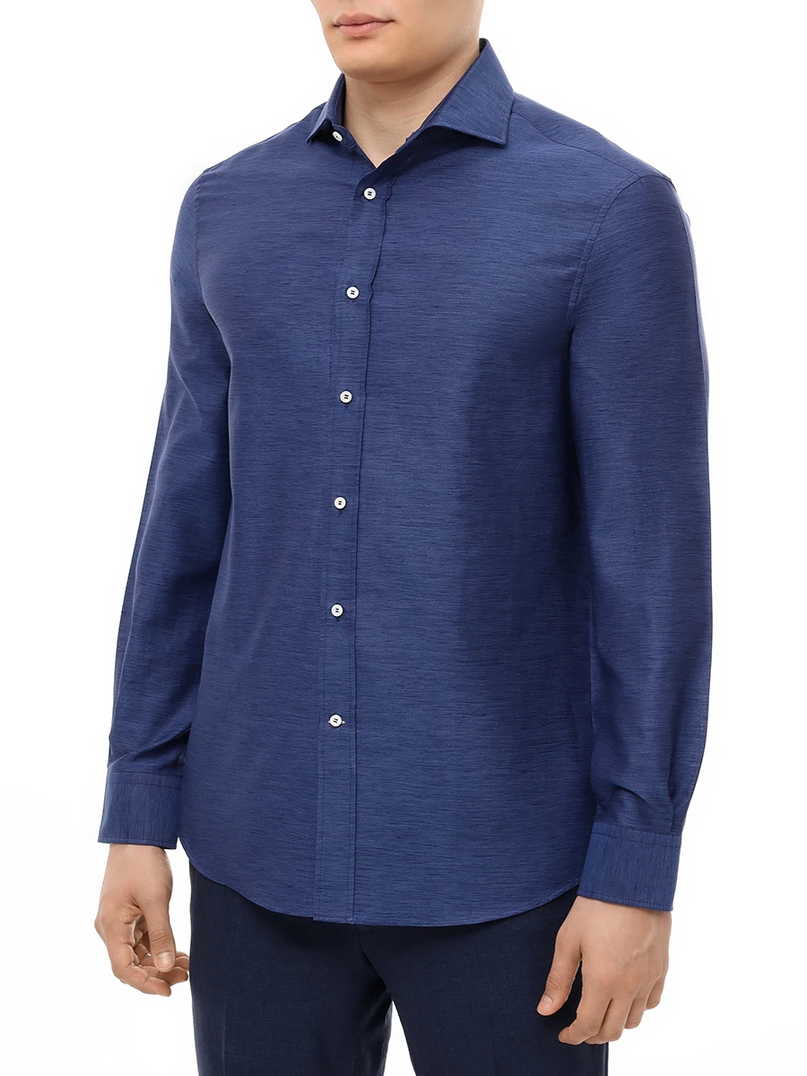 Рубашка Easy Fit из льна и хлопка BRUNELLO CUCINELLI MR6250627 C171 Синий  Фото 4