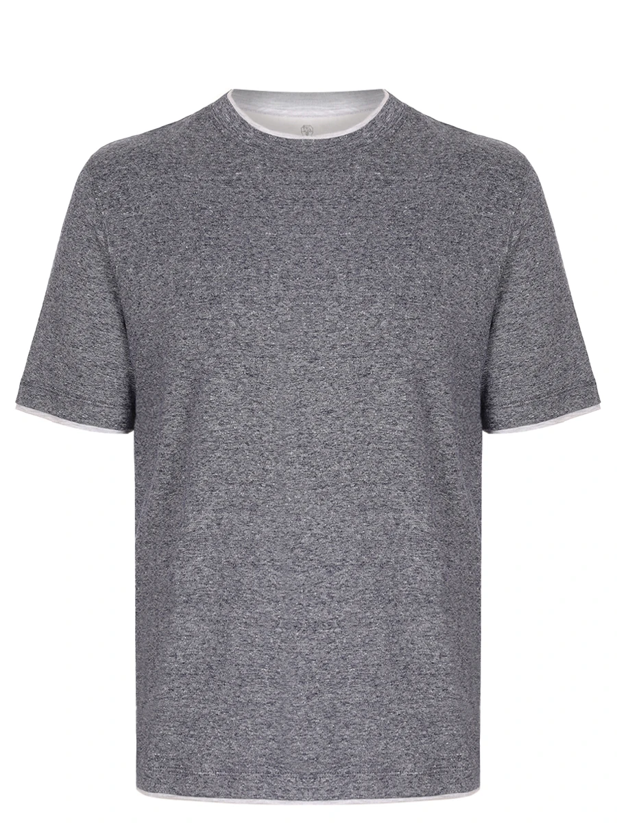 Футболка из хлопка и льна BRUNELLO CUCINELLI MW8357427 CGM52 Голубой 