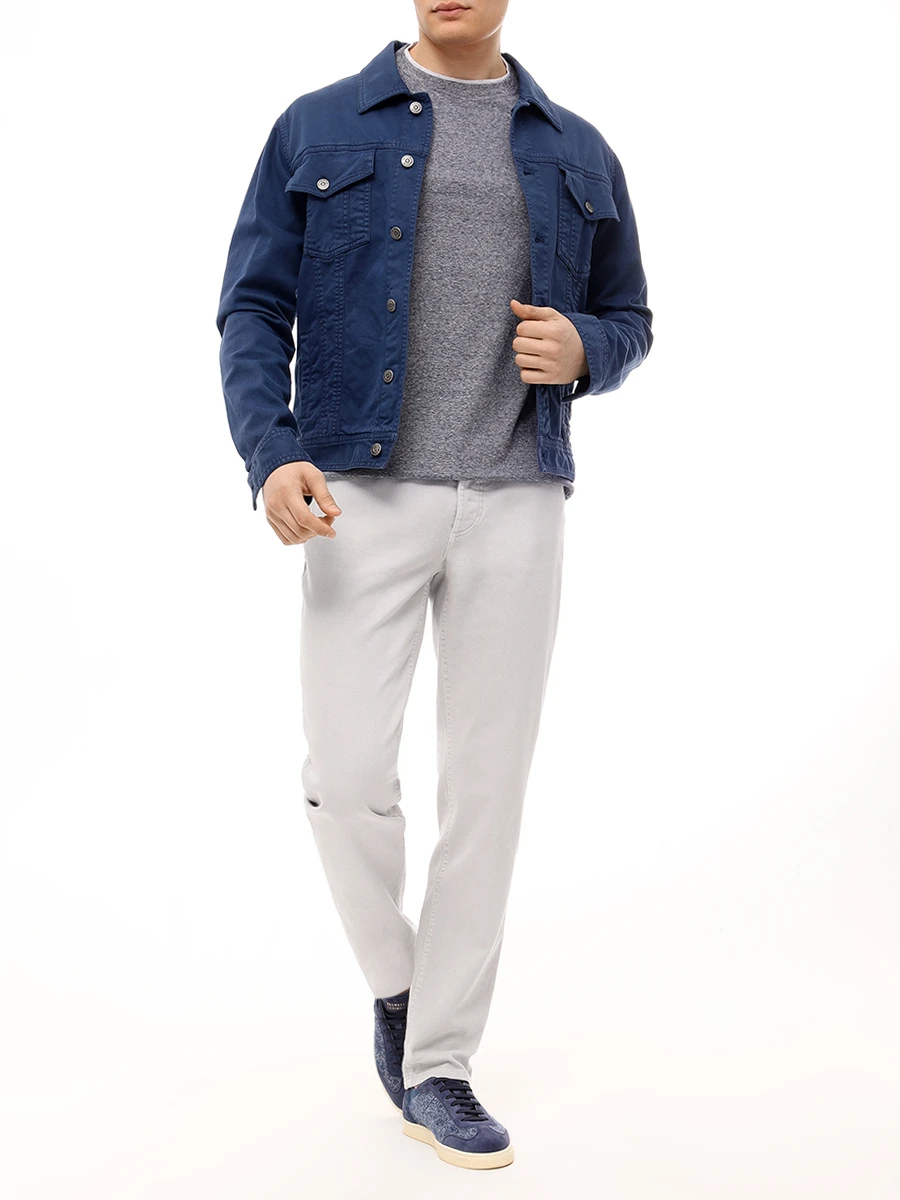 Футболка из хлопка и льна BRUNELLO CUCINELLI MW8357427 CGM52 Голубой  Фото 2