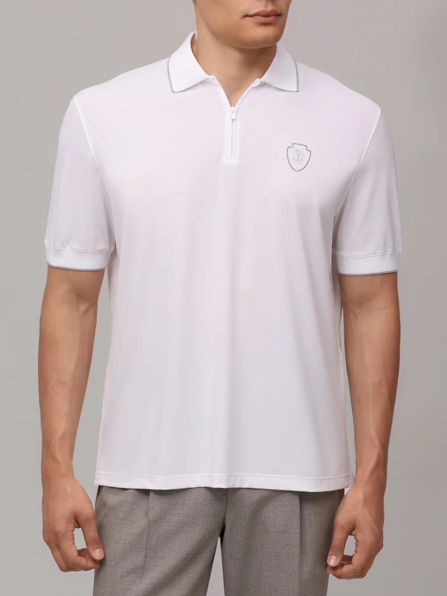 Поло однотонное BRUNELLO CUCINELLI MW8641330F CCS47 Белый  Фото 4