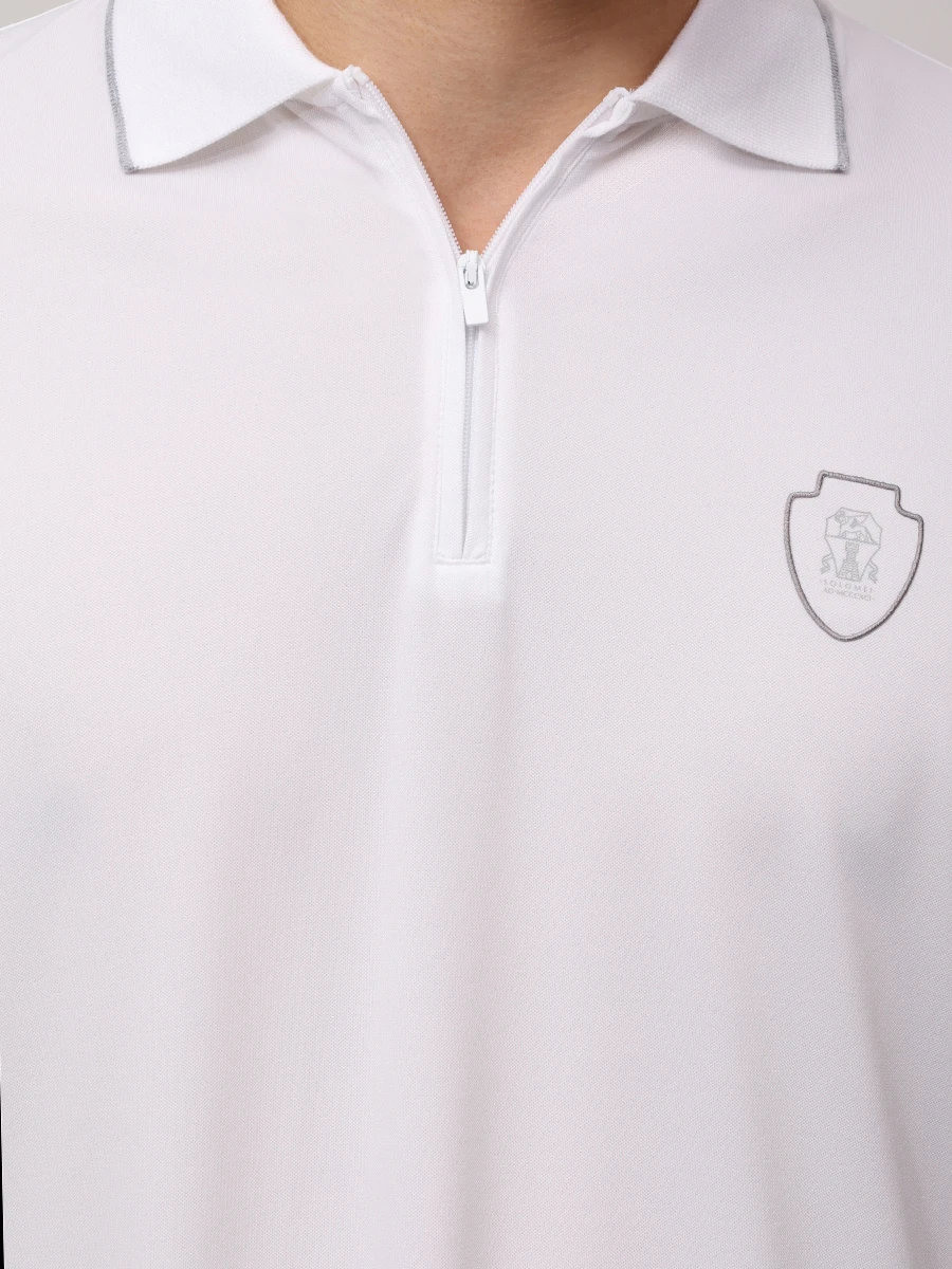 Поло однотонное BRUNELLO CUCINELLI MW8641330F CCS47 Белый  Фото 5