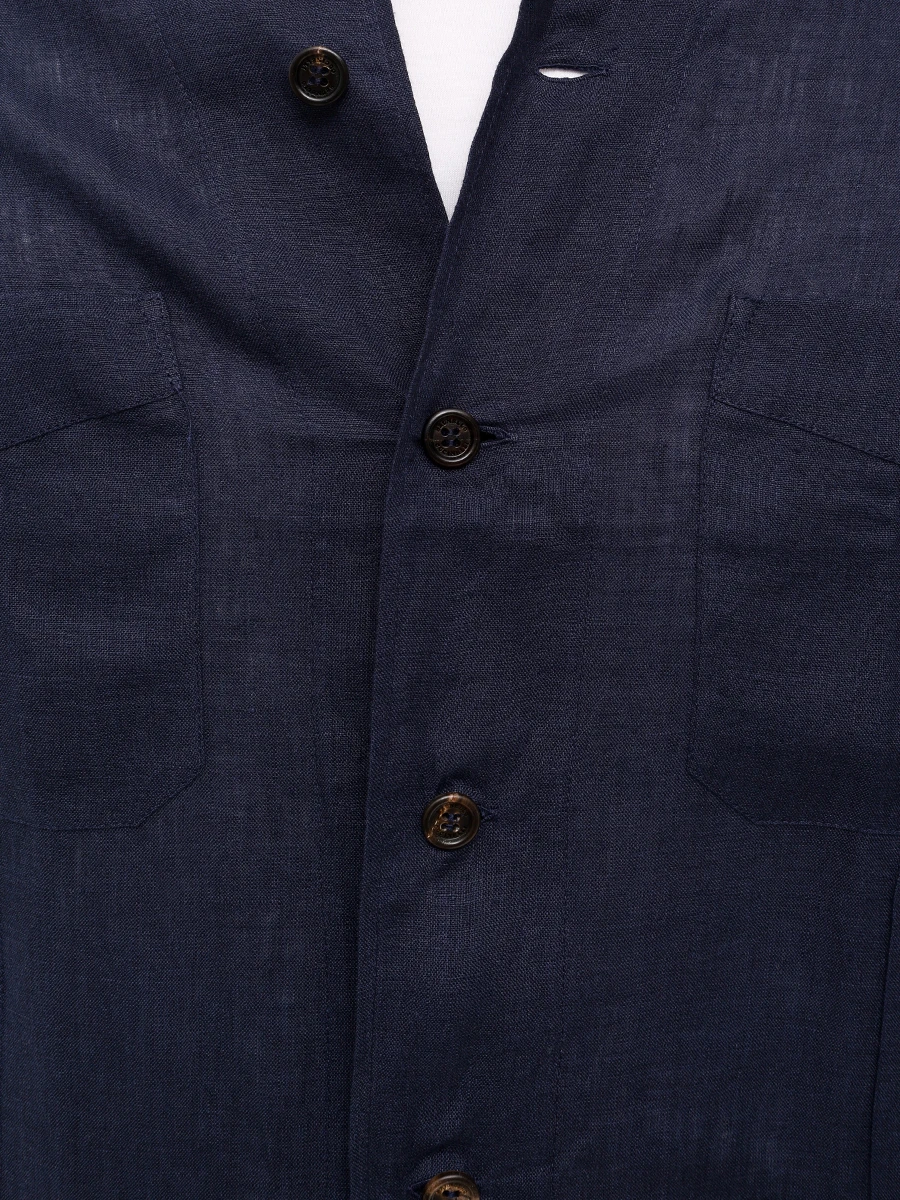Рубашка Regular Fit льняная BRUNELLO CUCINELLI MM6950648 C019 Синий  Фото 5