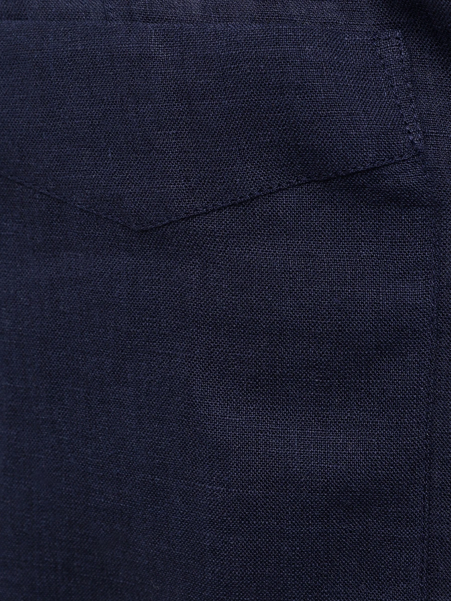 Рубашка Regular Fit льняная BRUNELLO CUCINELLI MM6950648 C019 Синий  Фото 6