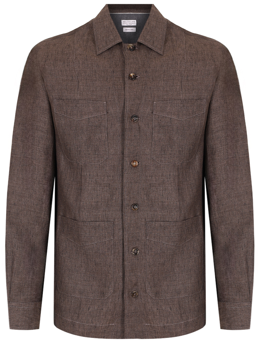 Рубашка Regular Fit льняная BRUNELLO CUCINELLI