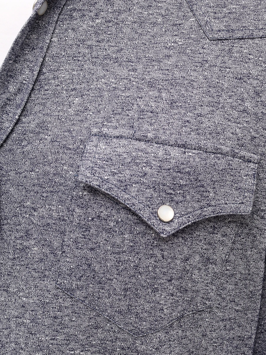 Рубашка Slim Fit из хлопка и льна BRUNELLO CUCINELLI MW8356666 C564 Синий  Фото 5