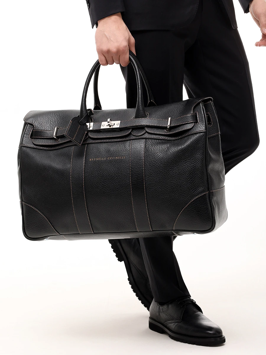 Сумка кожаная Country BRUNELLO CUCINELLI MBZIBU071 C101 Черный  Фото 2