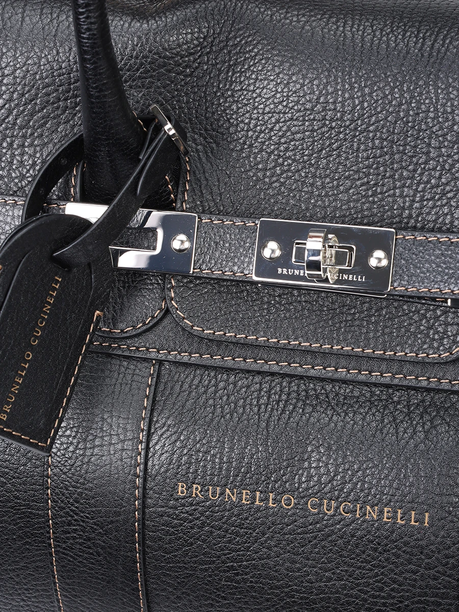 Сумка кожаная Country BRUNELLO CUCINELLI MBZIBU071 C101 Черный  Фото 5