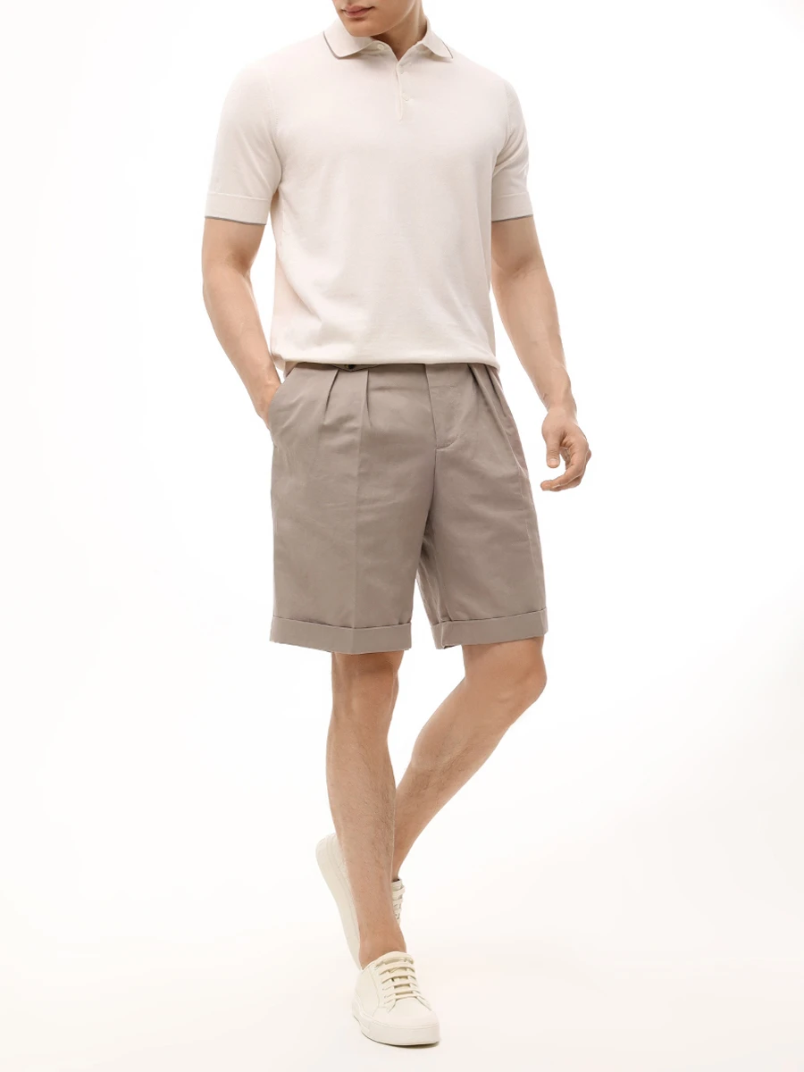 Шорты из хлопка и льна BRUNELLO CUCINELLI MH253U0040 C2455 Серый  Фото 2