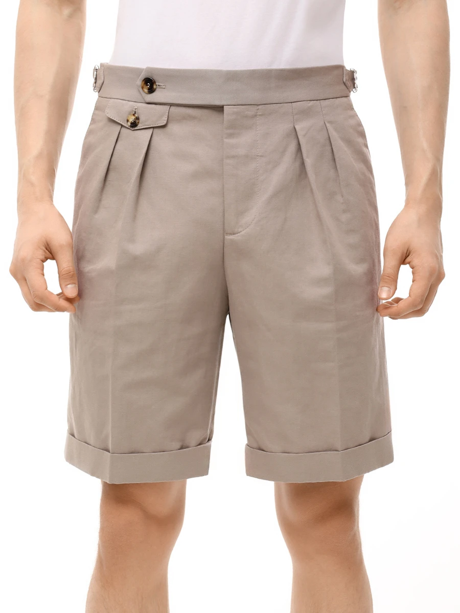 Шорты из хлопка и льна BRUNELLO CUCINELLI MH253U0040 C2455 Серый  Фото 4