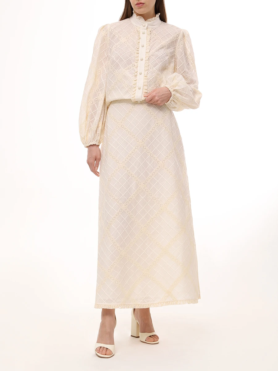 Юбка хлопковая ZIMMERMANN 0736SRS253 Кремовый  Фото 2