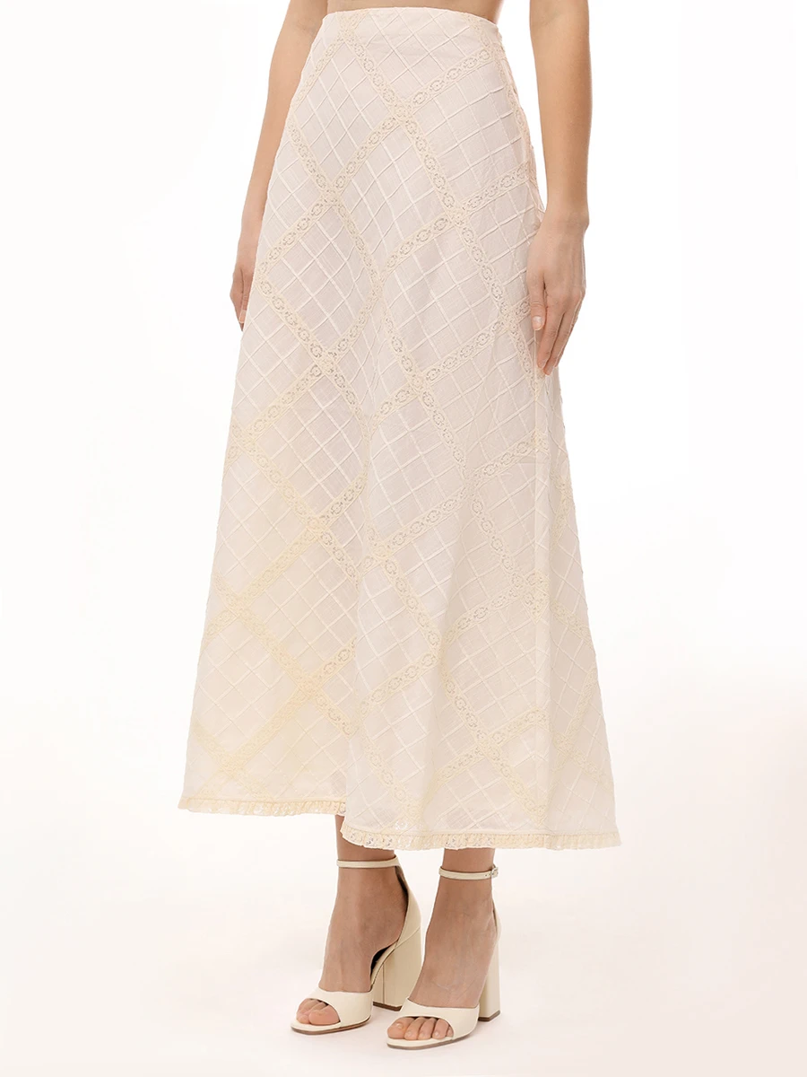 Юбка хлопковая ZIMMERMANN 0736SRS253 Кремовый  Фото 4