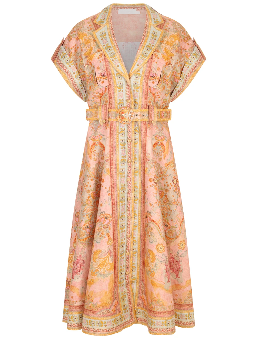 Платье льняное ZIMMERMANN 1073DRS252 Розовый 
