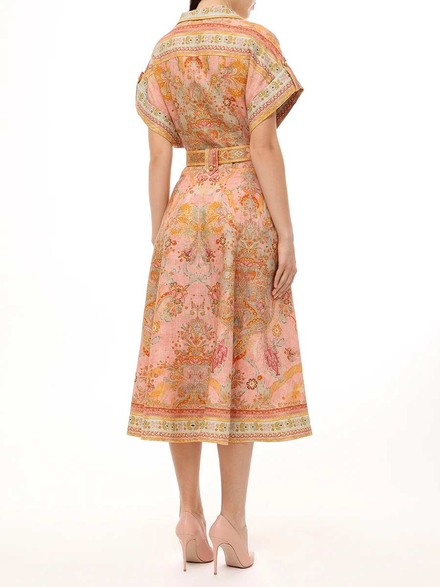 Платье льняное ZIMMERMANN 1073DRS252 Розовый  Фото 3