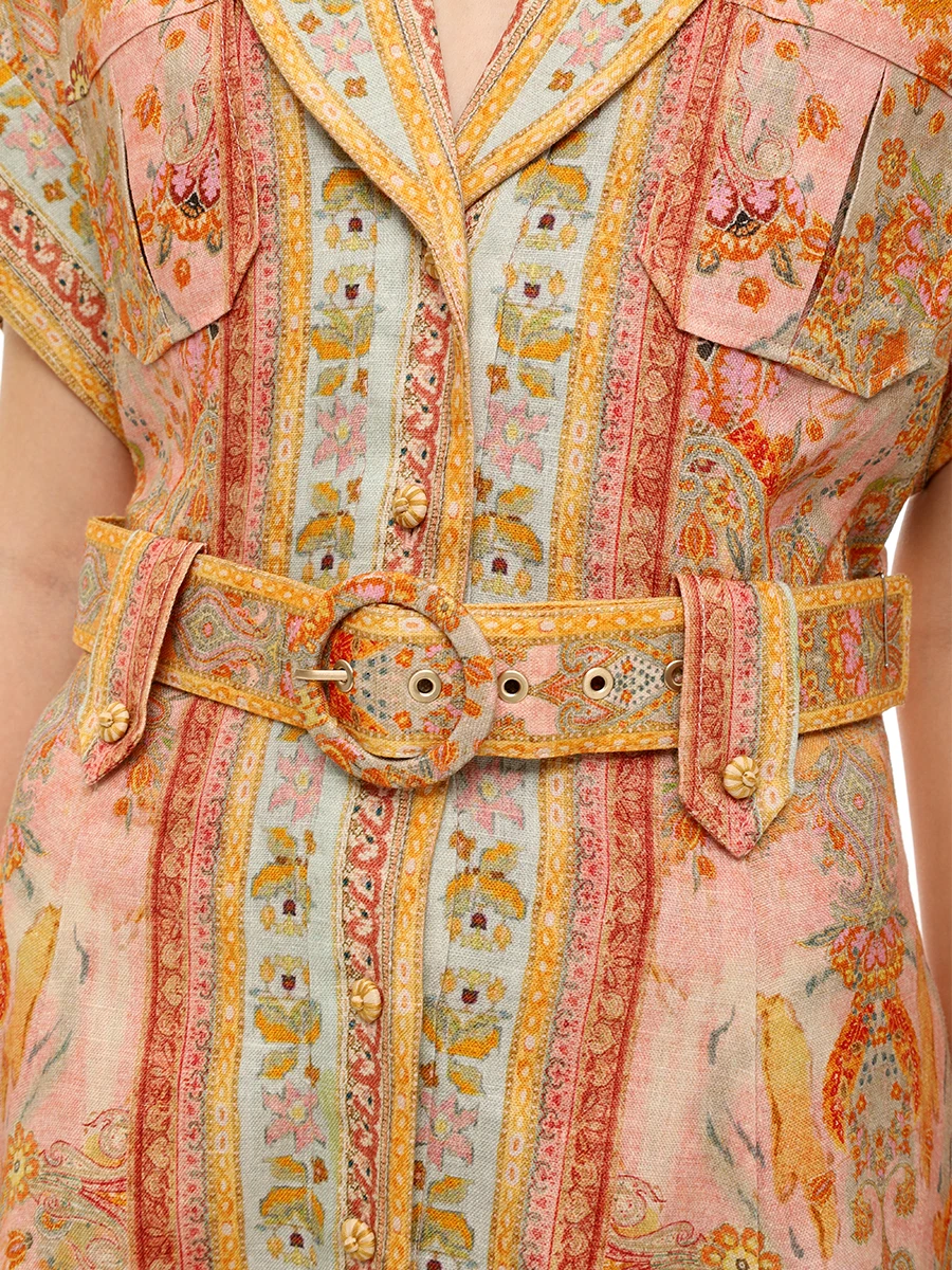 Платье льняное ZIMMERMANN 1073DRS252 Розовый  Фото 5