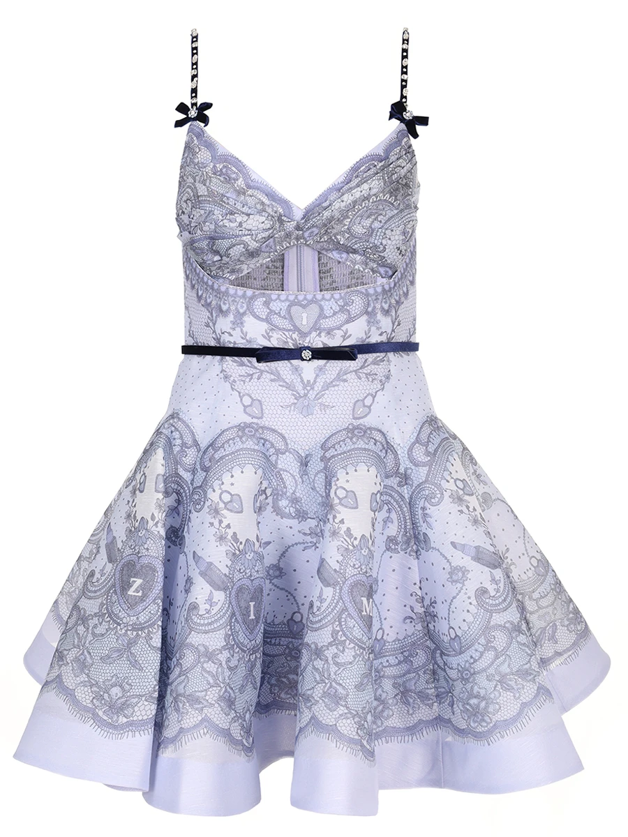 Платье из шелка и льна ZIMMERMANN 2352DR251 Фиолетовый 