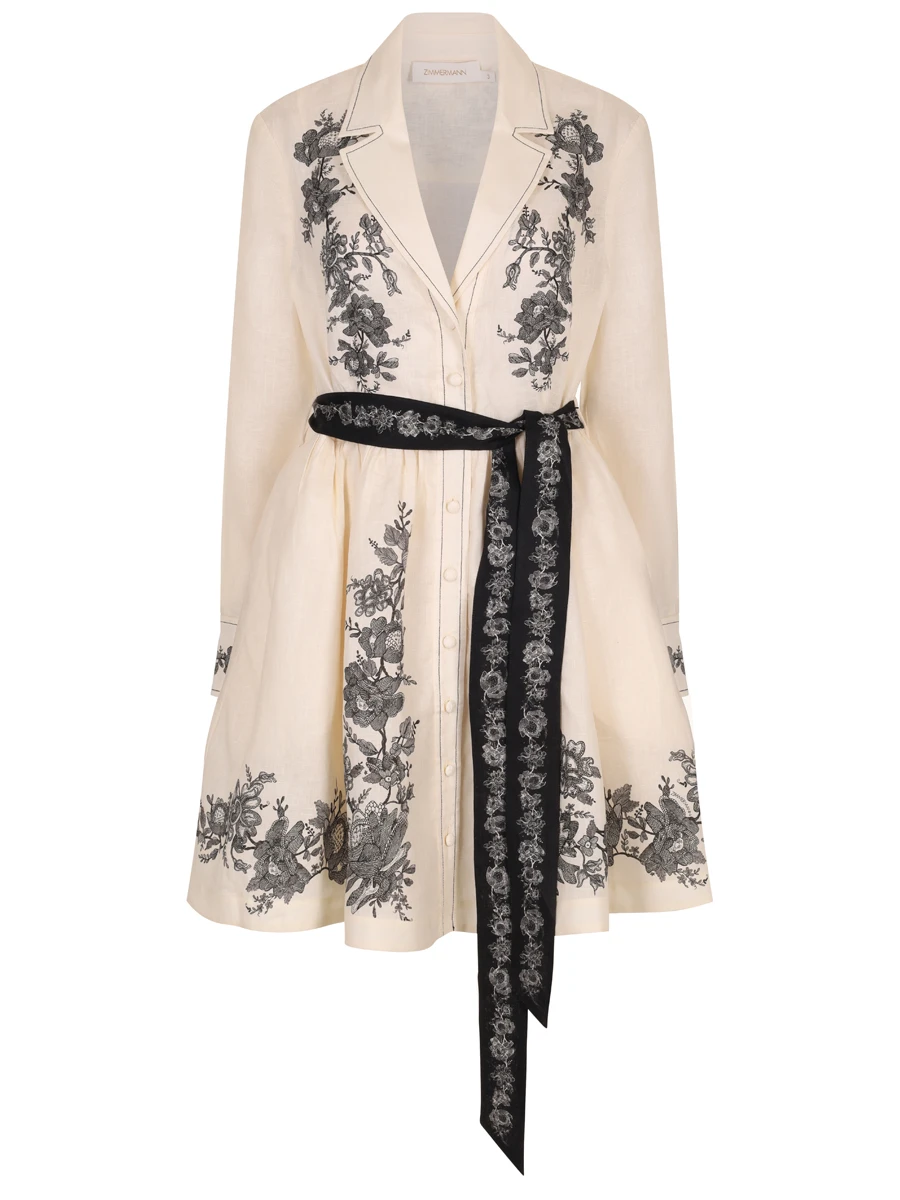 Платье льняное ZIMMERMANN 2406DR25R Кремовый 