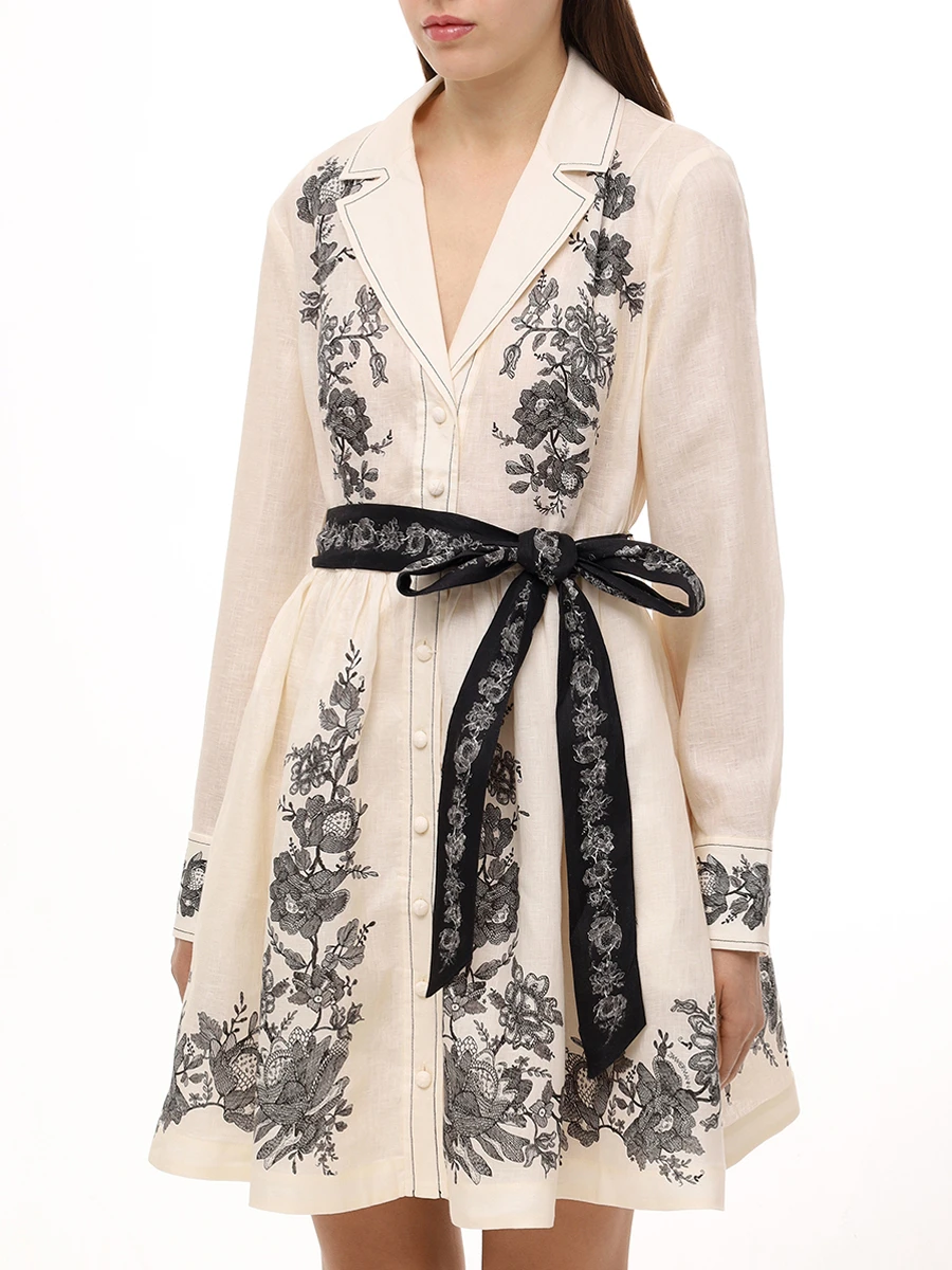 Платье льняное ZIMMERMANN 2406DR25R Кремовый  Фото 4