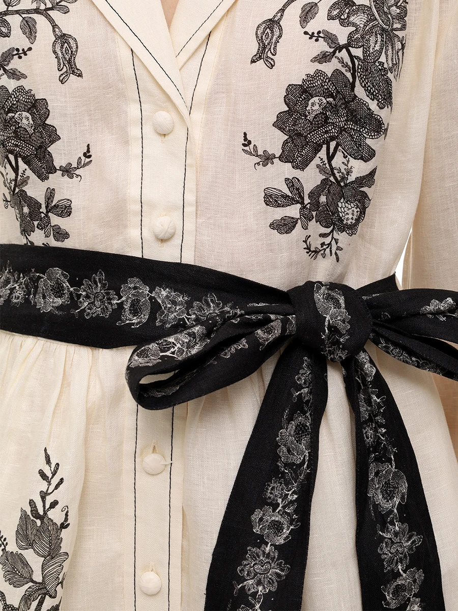 Платье льняное ZIMMERMANN 2406DR25R Кремовый  Фото 5