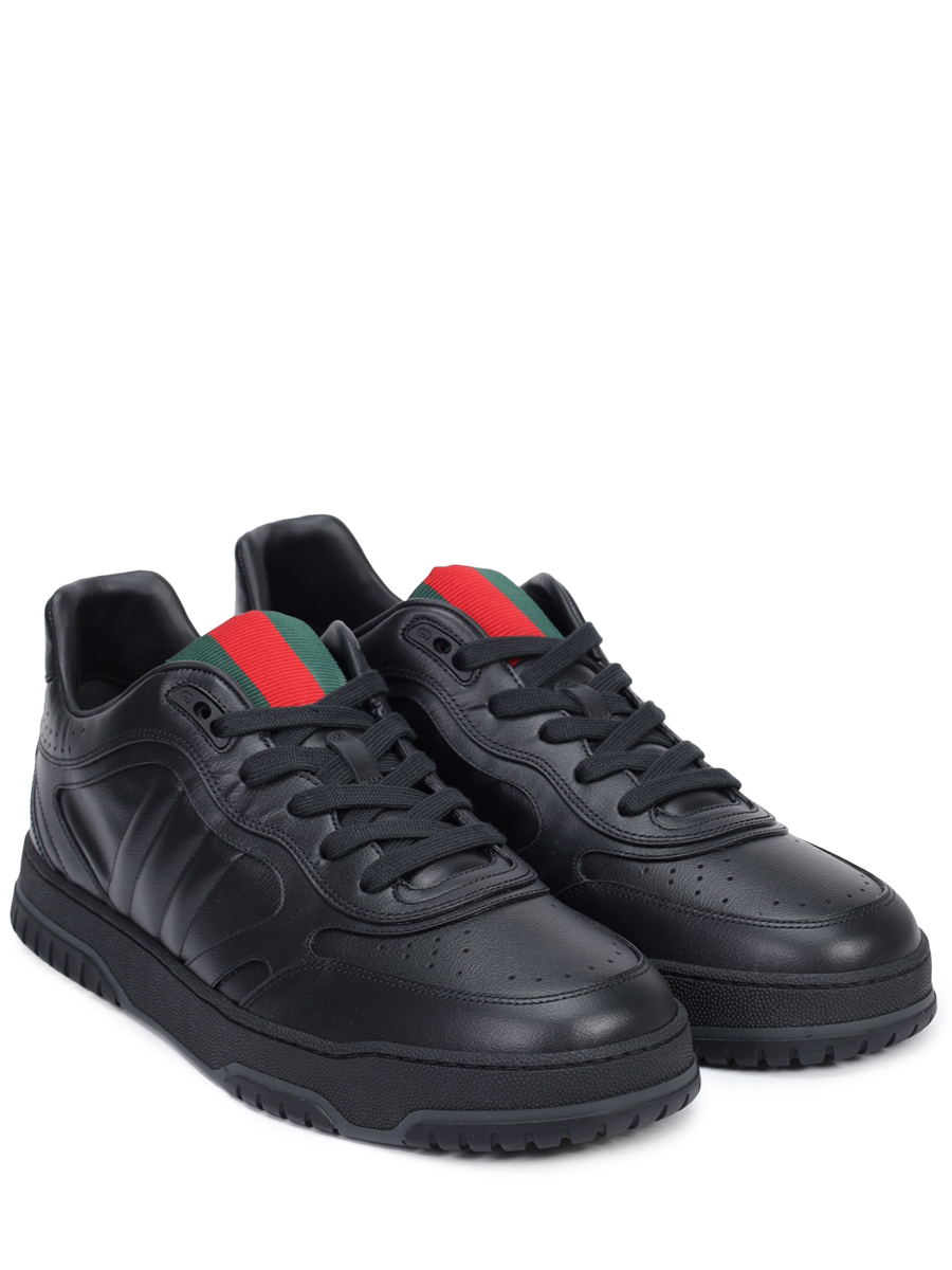 Кеды кожаные Gucci Re-Web GUCCI 786186AADJ91044 Черный  Фото 2